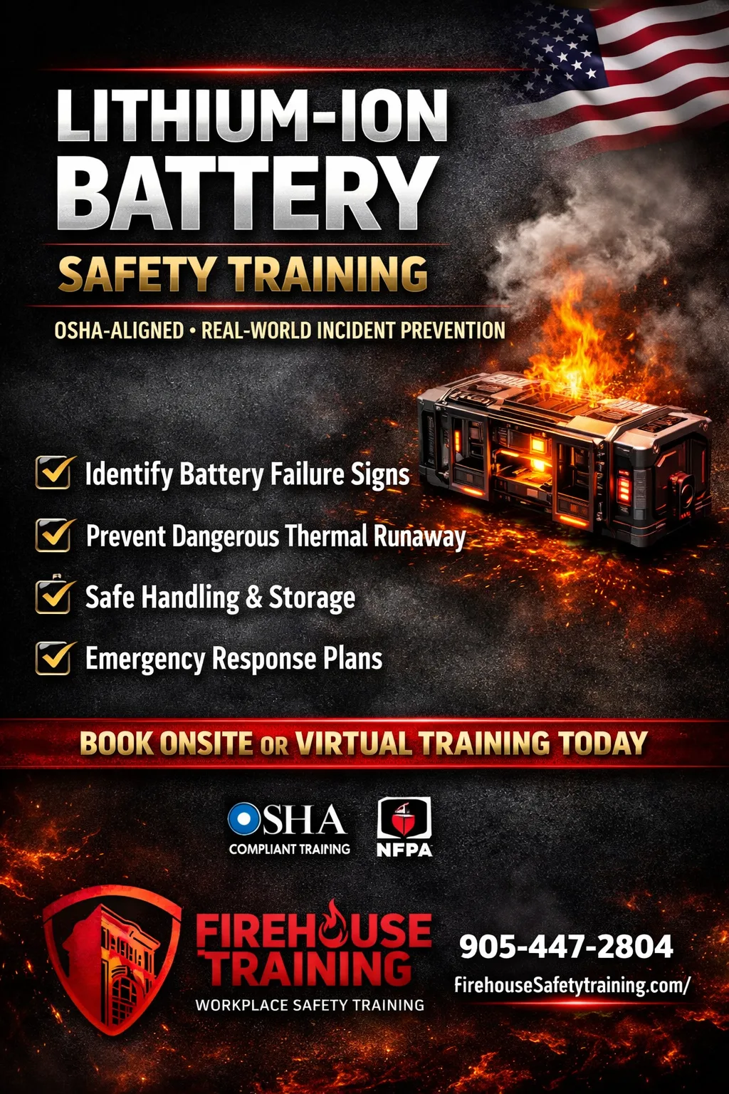 Firehouse Safety Training — Lithium-Ion Battery Safety Training flyer